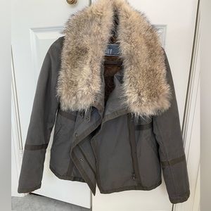 ARMY Yves Salomon olive green jacket with removable fur